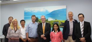 From left: Henk Van Beers, Sine Christensen, Sarang Out, Brynjar Nilsen, Kjetil Paulsen (ambassador), Gemma Langaard, Søren Pederson, Vegard Holmelid (minister counsellor). Photo: Tu An Ngo.